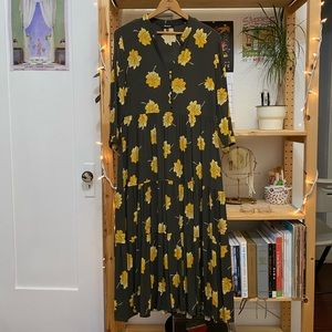 Madewell Midi Dress-Button-Front Tier Dress in Fall Flowers